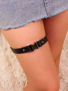 黑色PU皮革大腿吊袜带（1件装） - 男女通用蒸汽朋克风格 - 末日主题派对的完美之选 - 黑色 - 查看 6