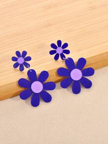 1 Pair Europe&America Brand Personalized 3D Shiny Acrylic Flower Earrings For Women