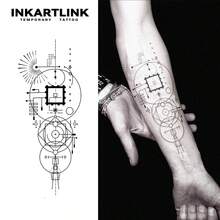 INKARTLINK 赛博朋克纹身贴纸 | 全息几何图腾 | AI 生成的未来主义设计 | 防水防汗，1-2 周可用 | 极客峰会必备