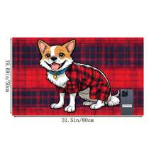 1pc Star & Red Clothed Dog Print Pet Placemat, Quick Drying Feeding Mat For Cats & Dogs, Easy To Clean, Suitable For Pets All Seasons, Pet Cage Pad