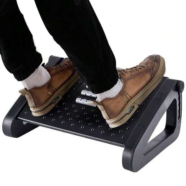 Fußstütze, 6-stufig verstellbare Fußauflage für die Nutzung unter dem Schreibtisch, ergonomische Fußablage, Schreibtisch Fußhocker mit Massage Rollen, Bürostuhl Fußablage