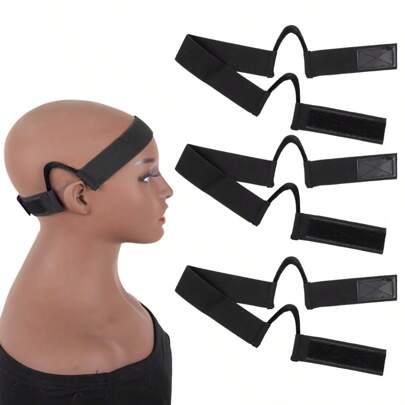 1/3pcs Adjustable Black Lace Wig Band, Ear Hanger Melting Band For Laying Edges Down, Comfortable Lace Wig Accessory