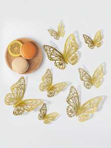 Set de 12/48/72 Piezas de Pegatinas de Mariposas 3D Huecas para Decoración de Pasteles, Boda, Sala de Estar, Hogar, Fiesta de Revelación de Sexo, Decoración de Habitación, Decoración de Pared, Pegatinas Personalizadas