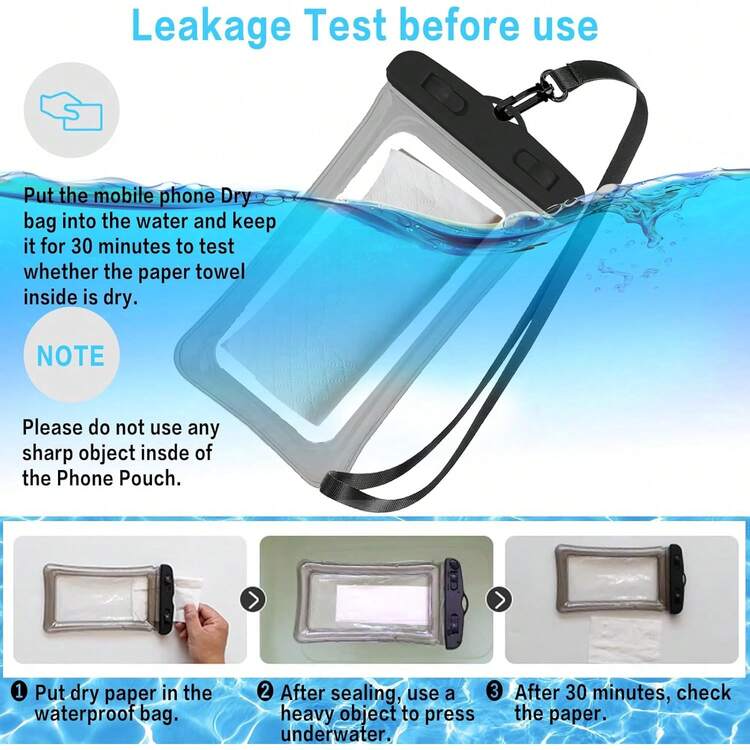 Cell Phone Waterproof Bags - Black + White - View 10