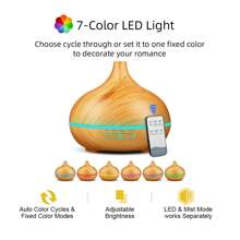 Wood Grain Aroma Diffuser  Remote Control, Timer & 6 Oil Set  550ml Cool Mist Humidifier