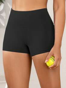 Short de sport extérieur pour femmes, short taille haute de couleur unie avec effet push-up, confortable et respirant, style polyvalent pour l'été