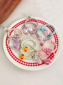 Sanrio Sanrio 2pcs/5pcs Hello Kitty Hair Tie Candy Color Beads High Elastic Hair Accessories Sweet And Cute With Rhinestone Pendants Girls Teenagers Adults Daily Holiday Party Wear Summer Home Bathroom Decoration Fashion Multifunctional Hair Rope