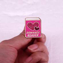 Romantic Reader Brooch Glitter Love Book Badge - Multicolor - View 4