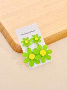1 Pair Europe&America Brand Personalized 3D Shiny Acrylic Flower Earrings For Women