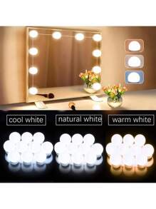 1 Lâmpada Ajustável Tri-Color USB, Lâmpada com 4/6/8/10/12/14 LED, Luzes de Espelho Ajustáveis em 3 Cores, Espelho de Vestir com Luz 3000K Quente, 4000K Natural e 6500K Branco Diurno, Luz de Espelho de Maquiagem Portátil, Adequada para Espelhos de Maquiagem, Iluminação de Espelho de Banheiro, Vários Cenários