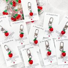 1/5/10pcs Cute Fruit Design Pocket Hug Card Gift Set, Apple/Strawberry/Cherry Shaped Keychain Charm, Backpack Decor, Wedding Party Favors, Encouragement Tokens, Home Decorations, Gifts For Family, Friends, Wedding Guests, Special Birthday, Wedding, Valentine's Day, Graduation, Back To School