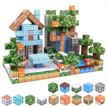 100pcs Magnetic Building Blocks Set - Creative Cubic Construction Toy, Made Of ABS, Family & Animal Themes, Suitable For International Day & Halloween Gifts, International Day Gifts | Interesting Design | Durable Structure, Magnetic Building Blocks Toy