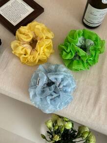 Women's Solid Color 4-Layer Ruched Scrunchie, Soft & Elegant Hair Ring, Hair Tie Scrunchies