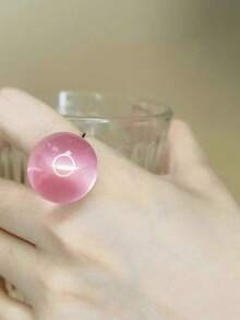 1 pieza Anillo abierto de acero inoxidable de resina clara de estilo minimalista elegante y artístico, adecuado para el uso diario, la calle, el festival de música, la fiesta o la ropa de noche - Multicolor - Ver 6