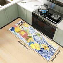 1 pieza Alfombra suave de cocina, Felpudo lavable antideslizante, Alfombra camino, Felpudo, Juego de alfombrillas de baño, sala de estar, lavandería, Alfombra de área, Decorativa apta para cocina, sala de estar, entrada, balcón, decoración del hogar, anti-suciedad, cafetería, bar, fiesta, regalo festivo, Alfombra de piso de dormitorio, Alfombra de baño, Decoración de habitación, Decoración de cocina, Diseño de reno en marco azul y blanco a rayas de fondo colorido