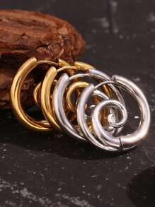 1pair Stainless Steel 18K Gold Plated Spiral Snail Hoop Earrings For Women Fashion Punk Tones Stainless Steel Chunky Jewelry Accessory To Wear On Festive Party Occasions
