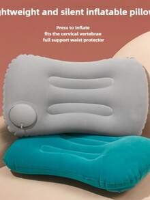 Multi-Functional Inflatable Pillow, Suitable For Long-Distance Travel Waist Cushion, Home, Work And Camping - Foldable And Portable Press Neck Pillow, For Comfortable Sleep, Travel Rest Products Anywhere, Travel Items, Sleep Assistance, Vacation Accessories, Comfortable Sleep During Holidays, Travel Camping Office Accessories, Travel Aircraft Bag For School School Accessories School Stuff - Multicolor - View 2