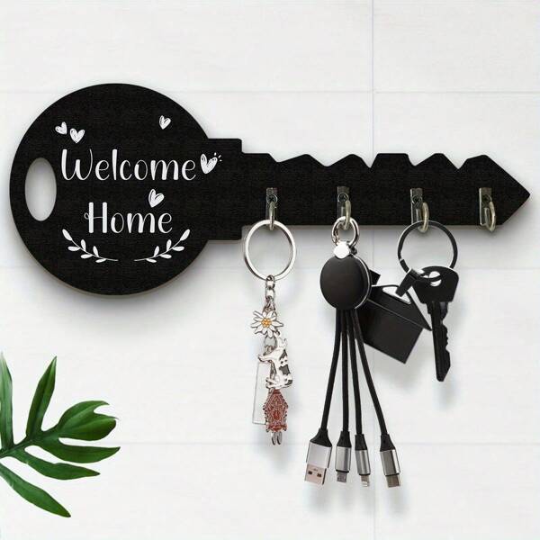Bohemian Style Country Wooden Key Holder With Shelves And Hooks-Easy To Install, Space-Saving Wall-Mounted Organizer, Suitable For Keys, Coats, Etc.-Suitable For Entrances, Kitchens, Offices, Key Racks