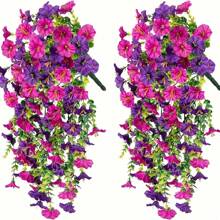 1/2 peças Trepadeira Artificial de Glória-da-Manhã Resistente a UV - Plantas de Flores Pendentes Realistas Rosa e Roxas para Jardim, Casa, Casamentos, Escritórios e Decorações para Feriados, Decorações de Jardim, Plantas Pendentes Varanda Frontal e Terraço