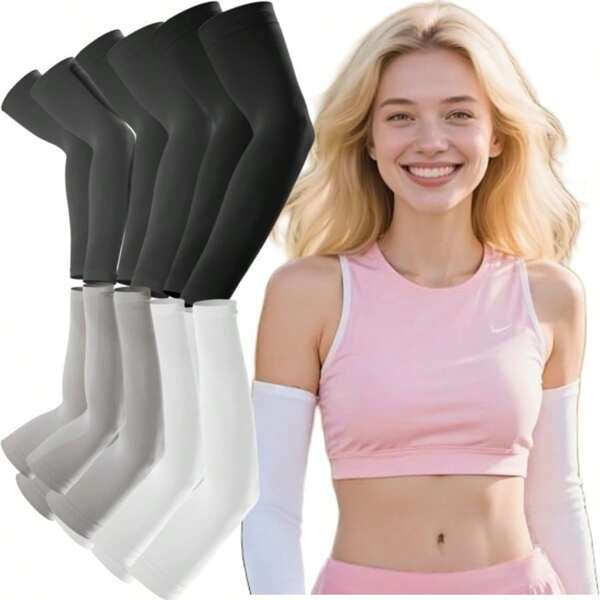 3pcs/7pcs Solid Color Fingerless Arm Sleeves, Unisex Everyday Activewear, Travel Outdoors Sports Climbing, Suitable For Spring, Summer, Autumn