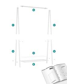 Portant à Vêtements, Porte-vêtements, Porte-Manteau, Penderie, Cadre en Acier, avec Tringle et Étagère, 33,5 x 92,5 x 153 cm, pour Chambre, Vestiaire, Buanderie, Blanc - Blanc - Voir 5