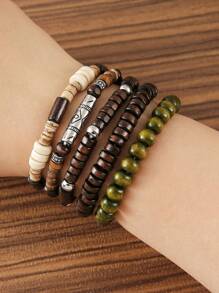 Set de 5 pulseras elásticas apilables con cuentas hechas a mano en estilo bohemio, perfectas para uso diario, fiestas y festivales de música, para hombres y mujeres