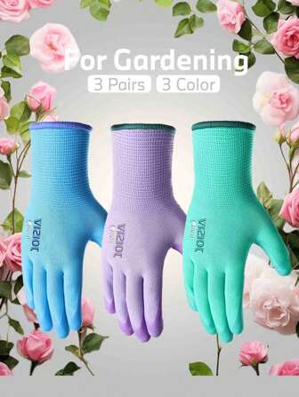 JOISIV JOISIV Gardening Gloves, Best Gift For Women, Available In 1 Or 3 Pairs, Breathable Latex Foam Coating For Enhanced Grip And Durability, Outdoor Protective Work Gloves With High Visibility For Yard And Garden,Garden Tools