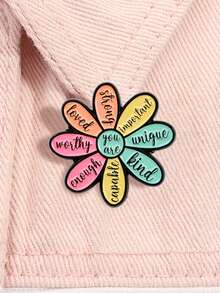 1pc Empowerment Flower Badge - "YOU ARE" Center With Positive Petals - Uplifting Pin For Mental Health & Self-Love - Multicolor - View 3