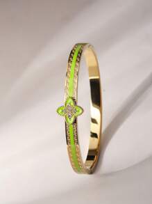 1 pieza Pulsera con trébol de cuatro hojas chapada en oro de 18K, accesorio de moda de alta gama para uso diario