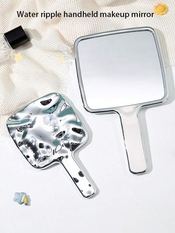 1pc/2pcs Portable Small Mirror, Wavy Pattern Handheld Makeup Mirror, Luxury High-End Compact Mirror For Touch-Up