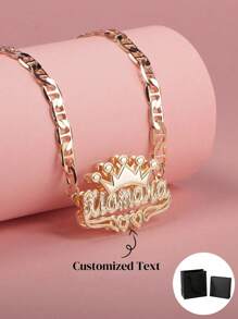 1pc Customized Double-Layer Double Love Flower Crown English Alphabet Letter Personalized Name Necklace, Festival Gift, Suitable For Any Occasion Stylish, All Seasons,Contracted,Simple,Casual,Cuties Custom,Personalized,Unique Ideal Gifts For Her Girlfriend,Mom,Family,Friends,Daughter For Anniversaries,For Valentine's Day,For Mother's Day,For Birthdays,For Graduation,For Daily Wear,For Weddings,For Prom