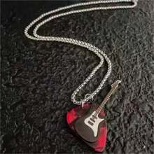 1pc Punk Rock Style Guitar Pick Necklace, Suitable For Men. Unique Design Showcases Niche Personalized, Suitable For Those Who Enjoy Clubbing And Hip-Hop Style. Suitable For Solo Wear Or As A Couple's Accessory. Also Fashionable For Women To Wear.