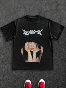 1 Pieza Camiseta de hombre inspirada en K-Pop, 100% algodón, 220g Camiseta de hombre - Negro - Ver 1