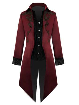 Halloween Medieval Retro European Style Punk Long Coat, Costume Outfit For Men, Role Play