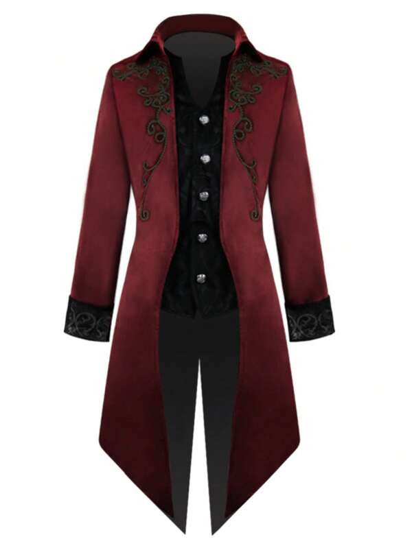 Halloween Medieval Retro European Style Punk Long Coat, Costume Outfit For Men, Role Play