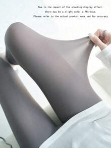 1条超薄透气紧身裤，鲨鱼皮纹紧身打底裤，高腰超薄防晒连裤袜，女士无缝紧身运动打底裤 - 彩色 - 查看 4