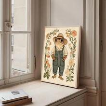 1 pezzo cartellone d arredo da parete in stile botanico con rana, opera d arte minimal, senza cornice, in stile whimsical e rustico, per appartamento, soggiorno, camera da letto, decorazione moderna per la casa