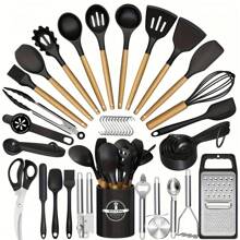 44pcs Silicone Cooking Tools Set With Storage Bucket, High Heat Resistant Non-Stick Cookware Spatula & Ladle, Kitchen Utensils Kit
