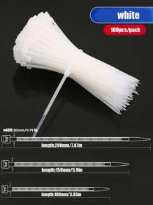 100 Black/White, Colored Cable Ties, Heavy-Duty High-Quality Plastic Ties With Tensile Strength, Self-Locking White Nylon Ties For Indoor And Outdoor Use