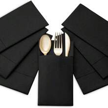 10pcs/50pcs Set Blue Disposable Napkins With Pockets, Linen-Feel Pre-Folded Guest Towels For Wedding Decor, Dinner Party, Cocktail Reception, Hotel