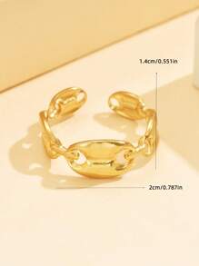 1 Stück minimalistischer offener ovaler Edelstahl-Ring, vielseitiger glatter mit 18K Gold beschichteter wasserdichter Accessoire für den täglichen Gebrauch