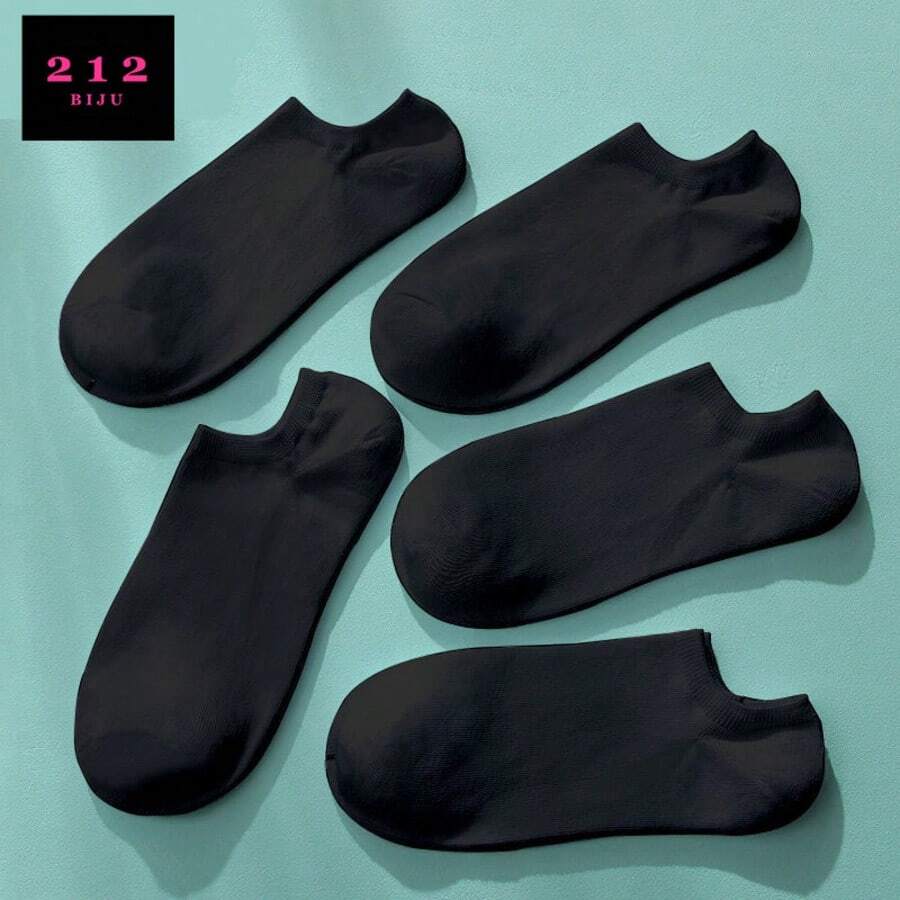 Kit 12 Pairs Short Ankle Socks / Invisible Sock Cotton Spring / Autumn - 黑色 - 查看 1