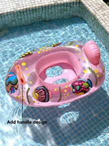 1pc Kids Swimming Pool Seat Ring, Cute Inflatable Floating Seat Ring, Swimming Ring, Child Toddler Swimming Pool Bath Tub With Single Handle Inflatable Fishies, 4 Colors, Underarm Floats, For Summer Swimming