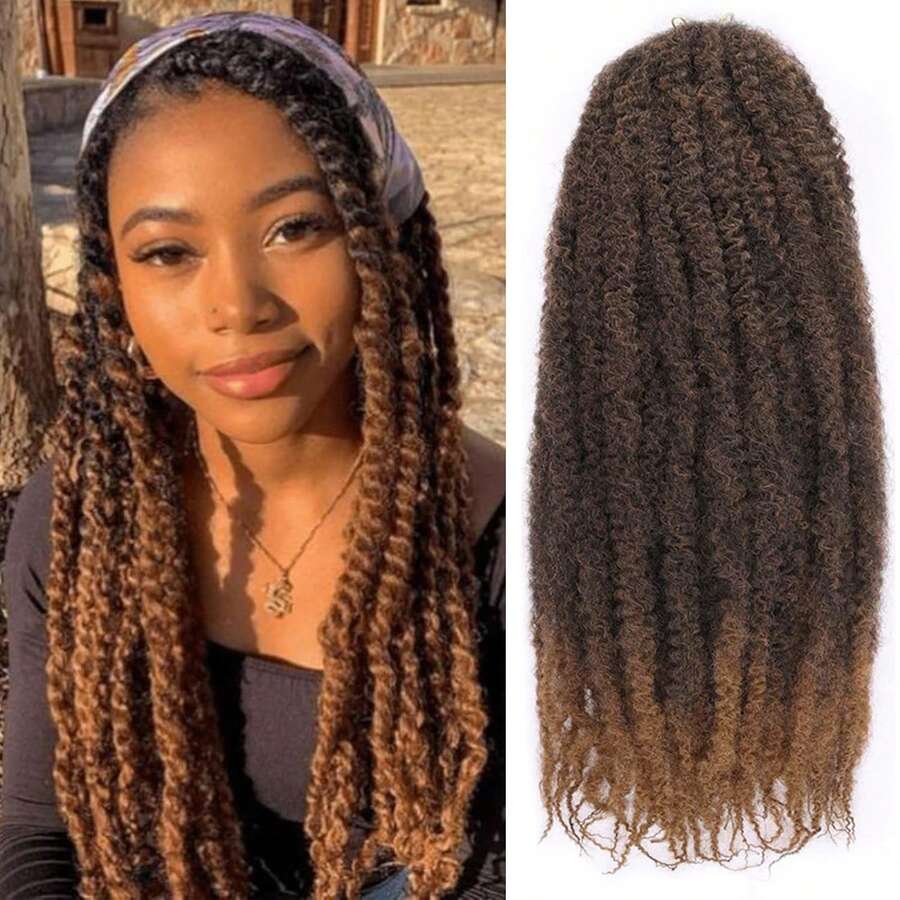 Tóc tết xoắn Marley 18 inch Tóc xoắn Marley Tóc xoắn dài 1/3/8 gói Ombre Vàng Afro Kinky Xoăn Xoắn Móc Tóc nối Marley tổng hợp