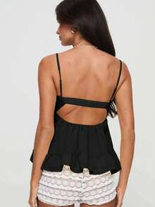 Sexy Twist Front Cutout Back Camisole, New Summer Design - Black - View 4