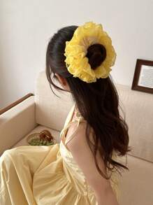 Women's Solid Color 4-Layer Ruched Scrunchie, Soft & Elegant Hair Ring, Hair Tie Scrunchies