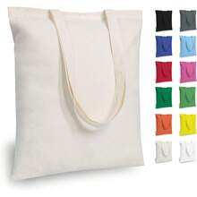 12-Pack Economical 16"X15" Cotton Tote Bags, Lightweight Medium Reusable Grocery Shopping Cloth Bags, Suitable For DIY, Advertising, Promotion, Gift, Activity - Red/Natural - View 8
