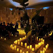 3pcs Large Plastic LED Candles Outdoor Waterproof Flameless Candles Battery Powered LED Flickering Columnar Candles Long-Lasting Plastic Wedding Candle Table Candle Lamp Suitable For Restaurants Bars Home Decor Valentine's Day Confession Atmosphere Candle Lamp Couple Dining Candle Lamp,1/3pcs