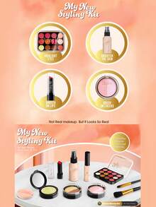 Un set de juego de maquillaje simulado para niños, serie marrón para niñas pequeñas, juguete de maquillaje lavable que no mancha, regalo para niños pequeños de 3 a 12 años (los accesorios de color se enviarán al azar) - Multicolor - Ver 7