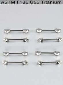 2 piezas Aro de piercing para pezón con anillo redondo de aleación de titanio de 14G con forma de estrella y corazón, con rosca, para uso diario y de fiesta, para hombres y mujeres, sexy y elegante